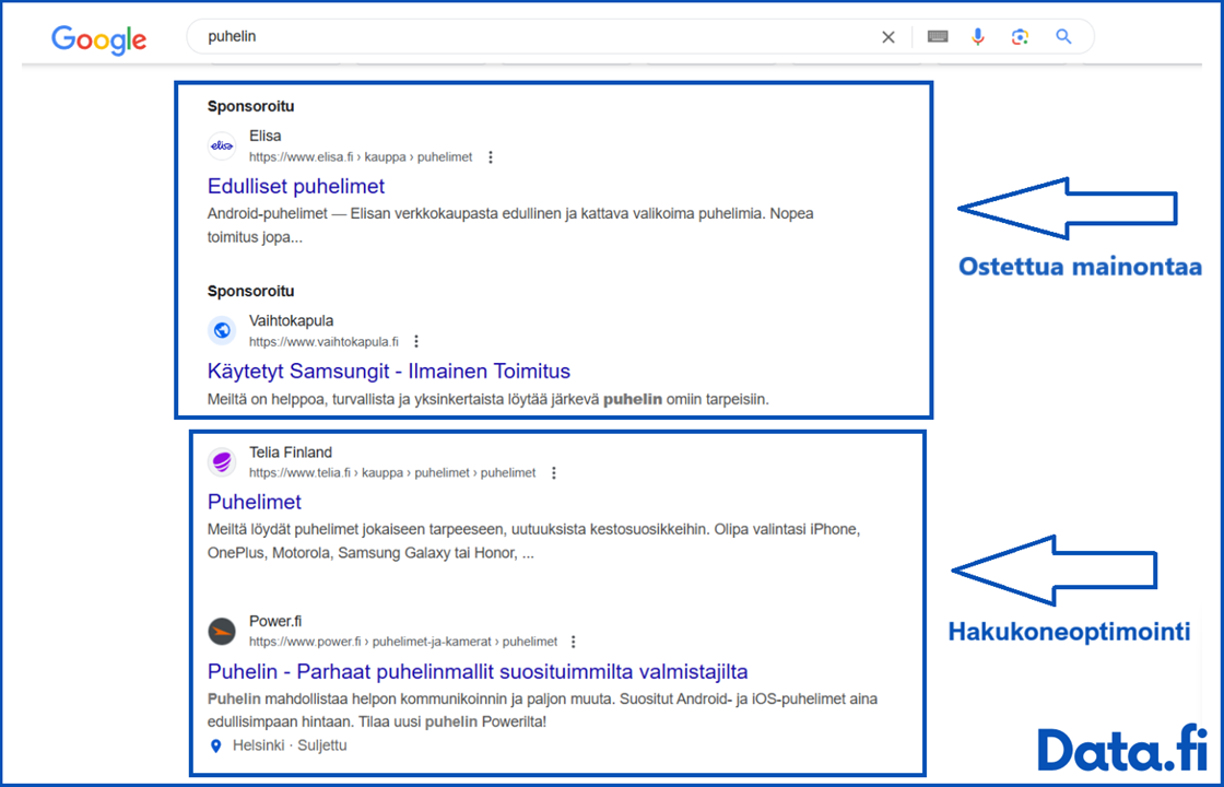 Hakukoneoptimointi ja hakukonemarkkinointi vertailtu